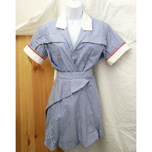 Tunisian Blue Striped Wrap Mini Dress